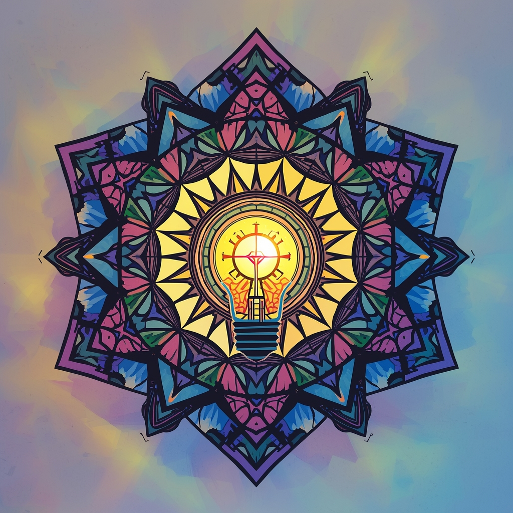 Artistic geometric lightbulb abstract
